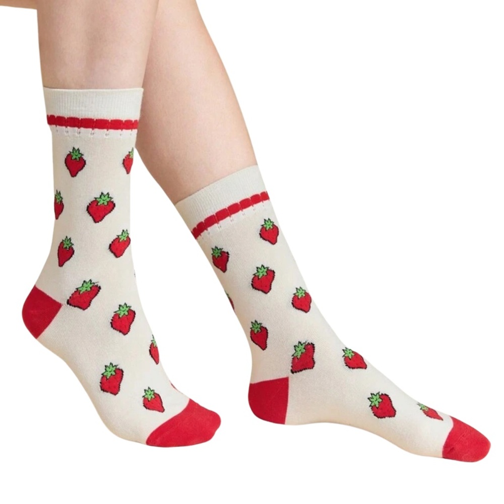 •Berry Good• Strawberry Shortcake Graphic Semi-Ruffle Socks 3 for $21